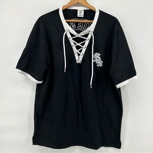 Victoria Secret PINK White Sox Jersey Womens L Lace Up V Neck MLB Streetwear